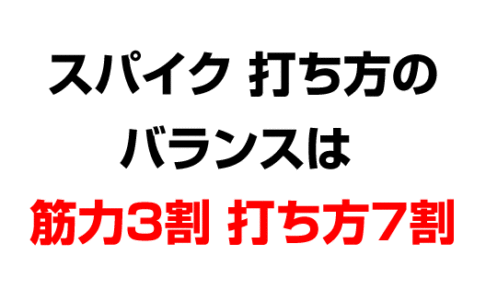 スパイクの打ち方のバランスは筋力3割フォーム7割